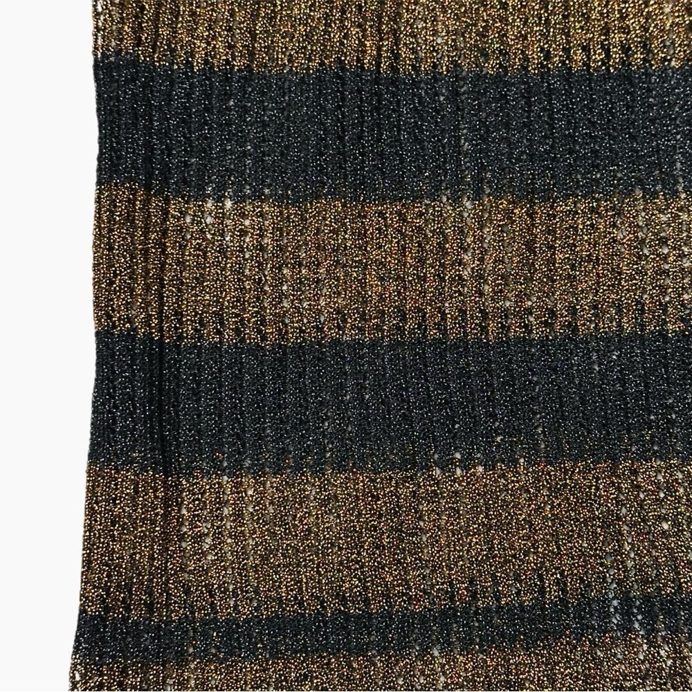 Ancosti Striped Metallic Short Sleeve Top Brown  Size L - Picture 7 of 9